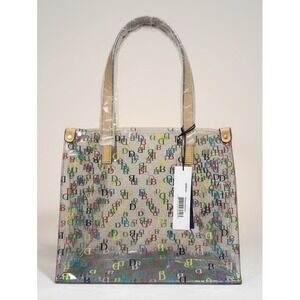 Dooney & Bourke Clear Multi Color Monogram Medium Shopper Tote Bag NEW